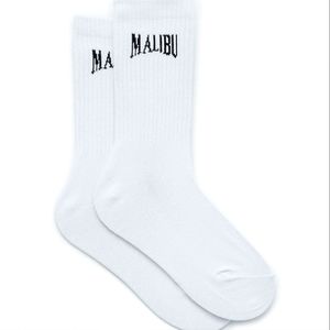 PacSun Malibu Destination Crew Socks, OneSize, White/Black.